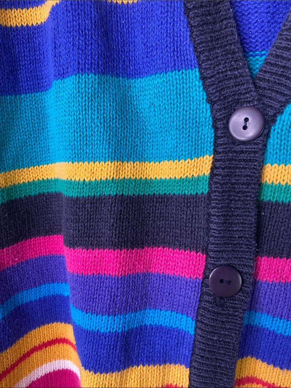 Casual Corner Navy-Trim Multicolor Striped Button Cardigan Women’s Medium - 1455 - Picture 5 of 6